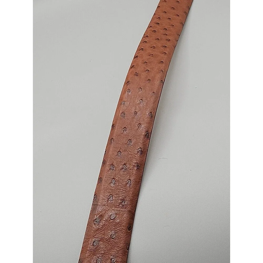 Genuine African Ostrich Brown Leather Belt (Made in U.S.A) Saddlebags Size 34